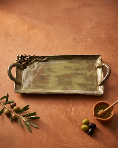Bandeja Olive Garden, bandeja de cerâmica artesanal