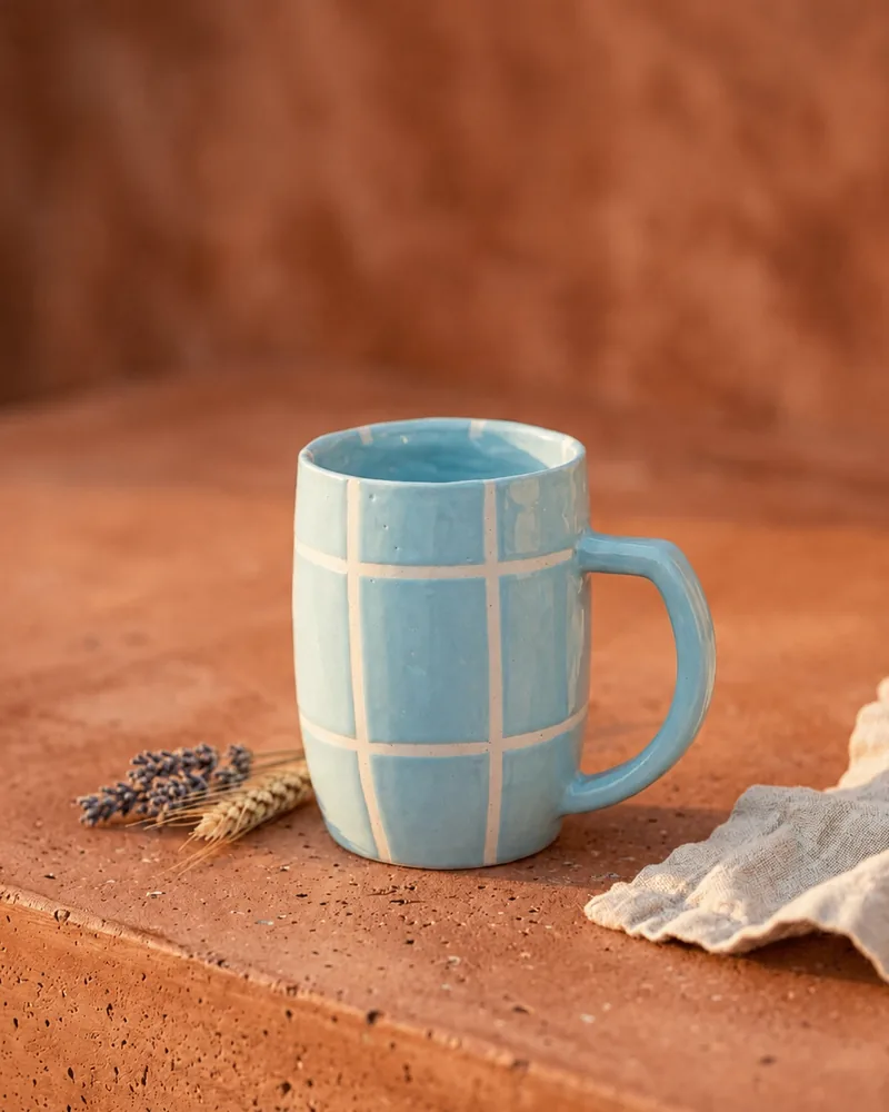 Caneca Tea for Two - Vichy, peça de cerâmica artesanal