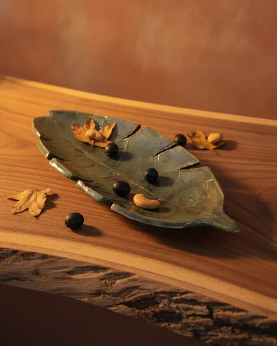 Centro de Mesa Leaf Tray, centro de mesa de cerâmica artesanal