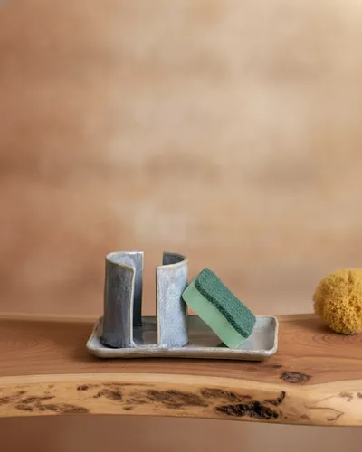 Kit Detergente Oceano, peça de cerâmica artesanal