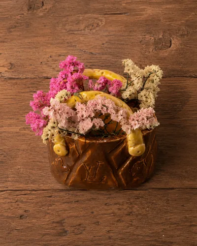 Mini Vaso Lv Bag, mini vaso de cerâmica artesanal