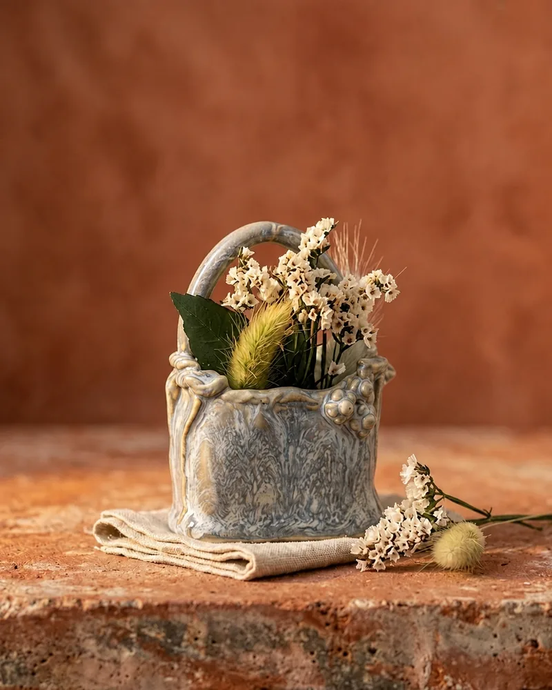 Mini Vaso Peekaboo Bag, mini vaso de cerâmica artesanal