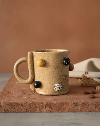 Xícara Crazy Dots, xícara de cerâmica artesanal
